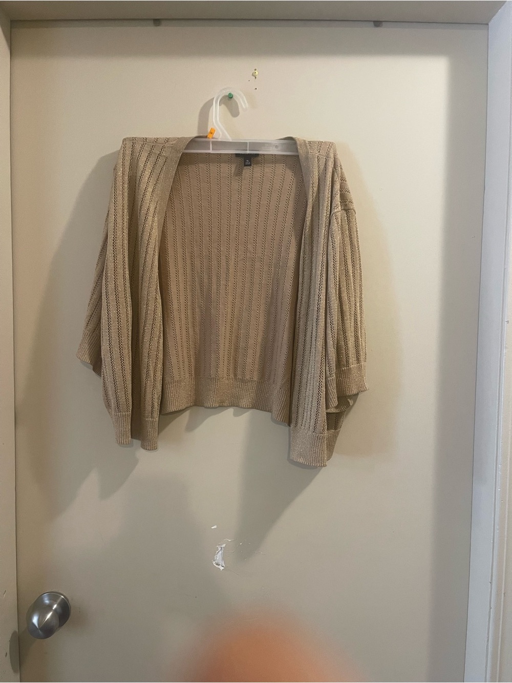 Talbots Beige Open-Front Lightweight Knit Cardigan